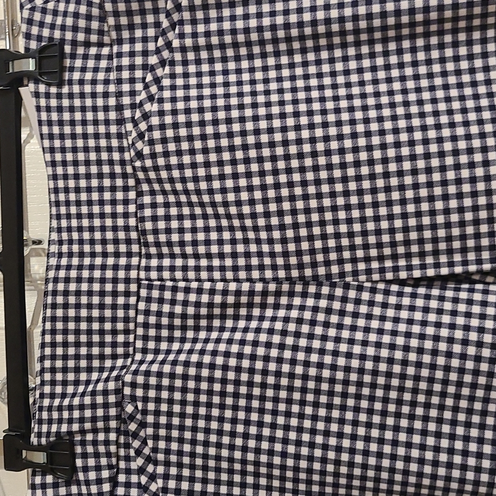 Chico's Deep Navy and white checked ankle pants.